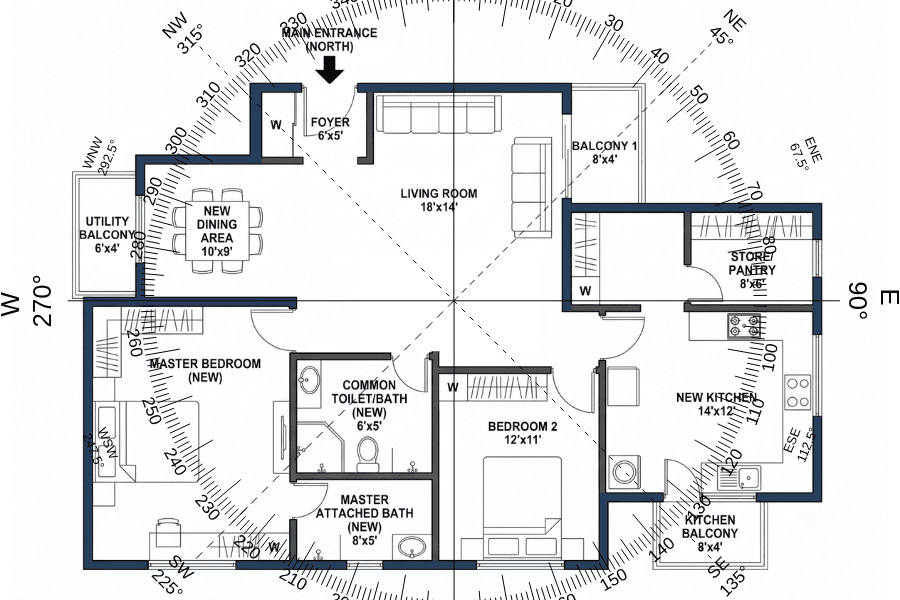 North-Facing Home Floor Plan
